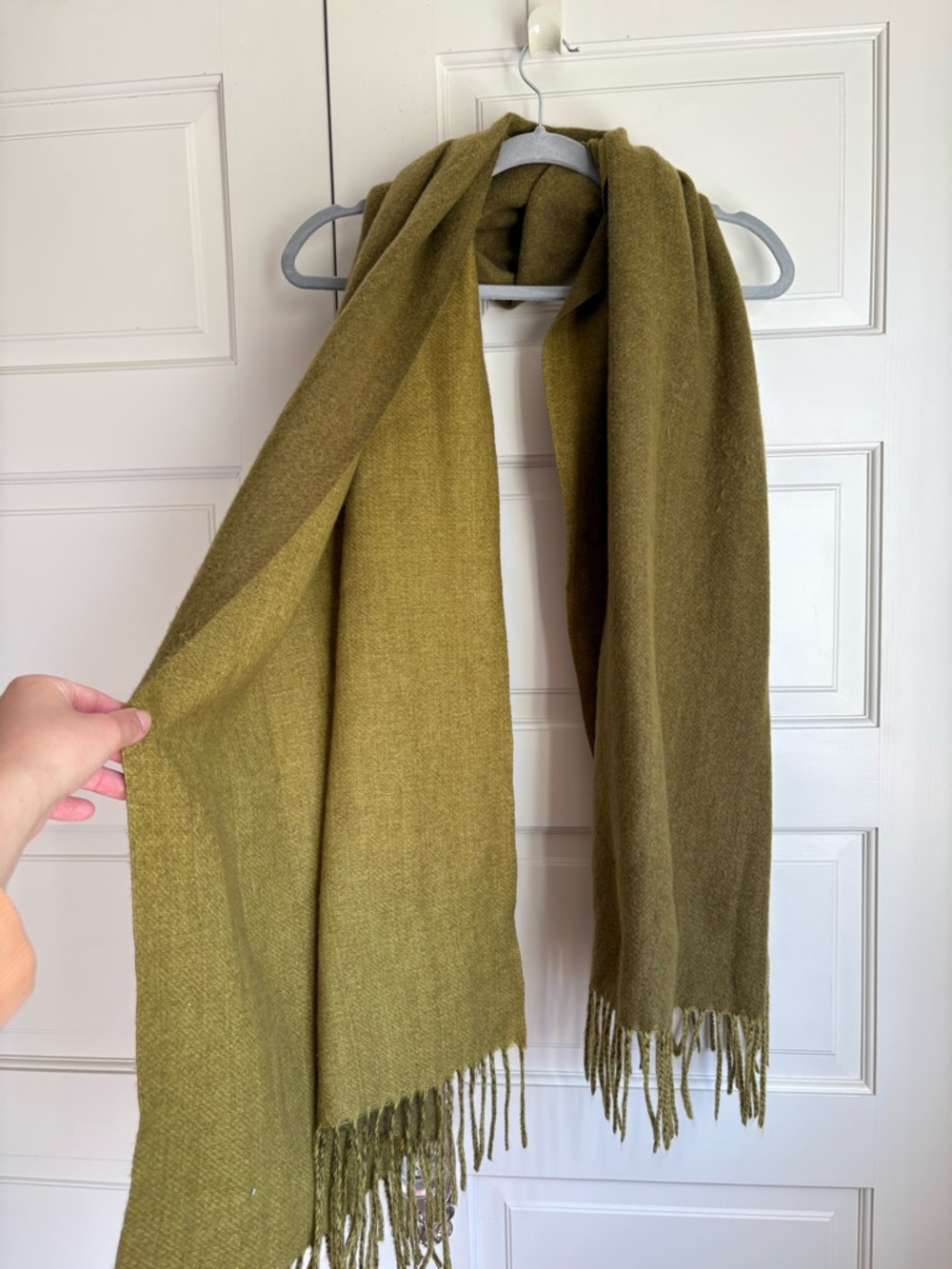 Olive Green Soft Fringe Scarf